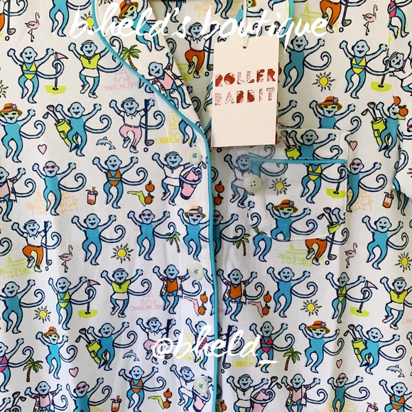 Roller Rabbit Palm Beach Monkey Polo Pajamas in Multi Monkey Size XS New NWT - Picture 6 of 16